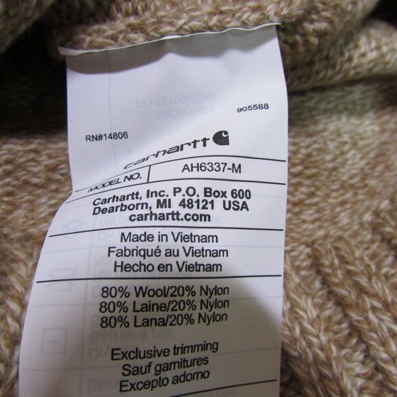 Carhartt Wool Knit Quality Patch Beanie Hat Stocking Cap Flaxseed/Oat Milk Marl - Picture 4 of 4